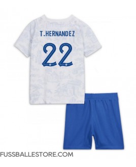 Günstige Frankreich Theo Hernandez #22 Auswärts Trikotsatzt Kinder WM 2022 Kurzarm (+ Kurze Hosen)